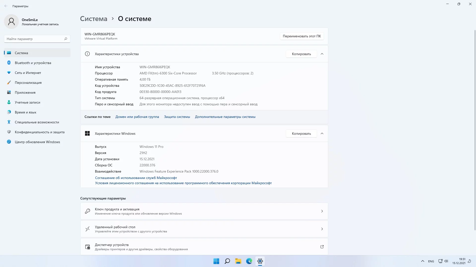 Windows 11 PRO 21H2 x64 Rus by OneSmiLe 22000.376